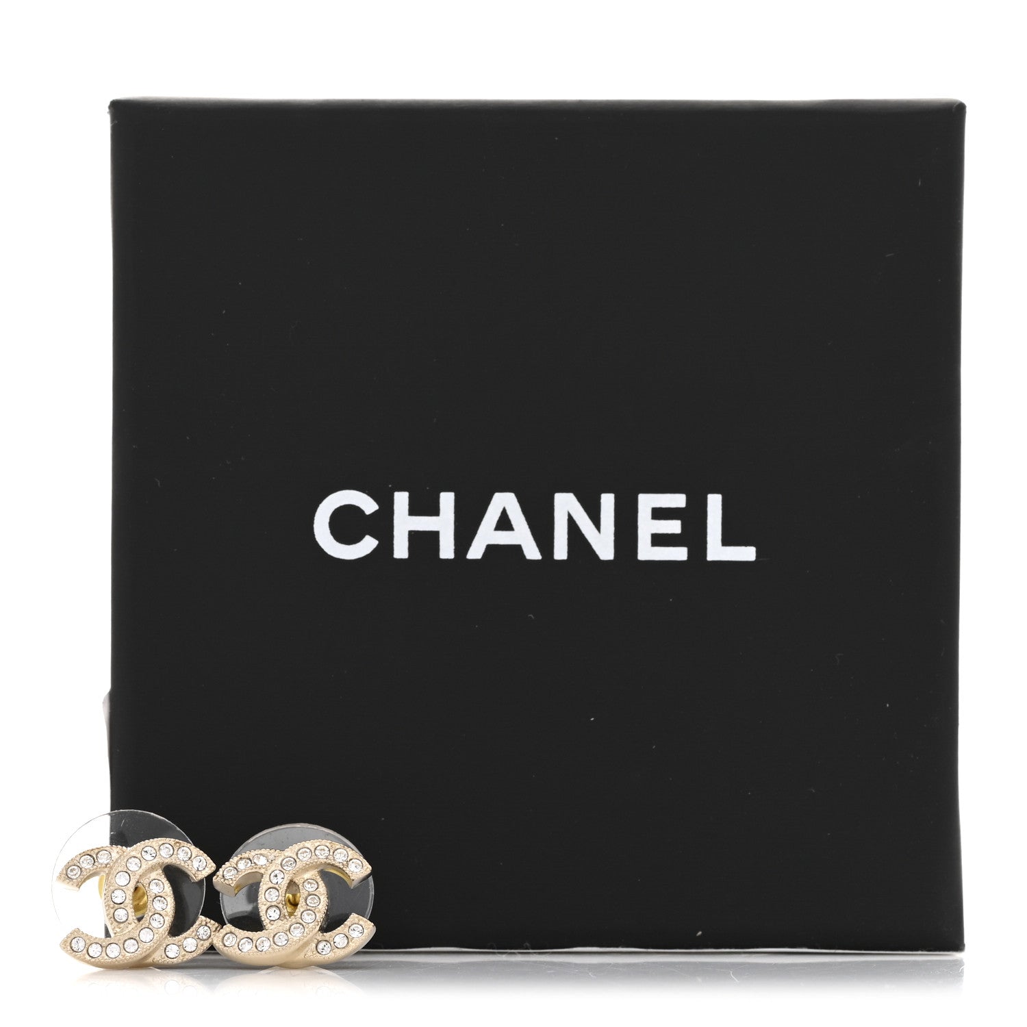 Chanel Crystal Mini Timeless CC Earrings Gold 5 of 5