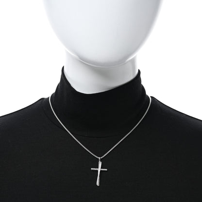David Yurman Sterling Silver Diamond 35mm Crossover Cross Necklace 2 of 4