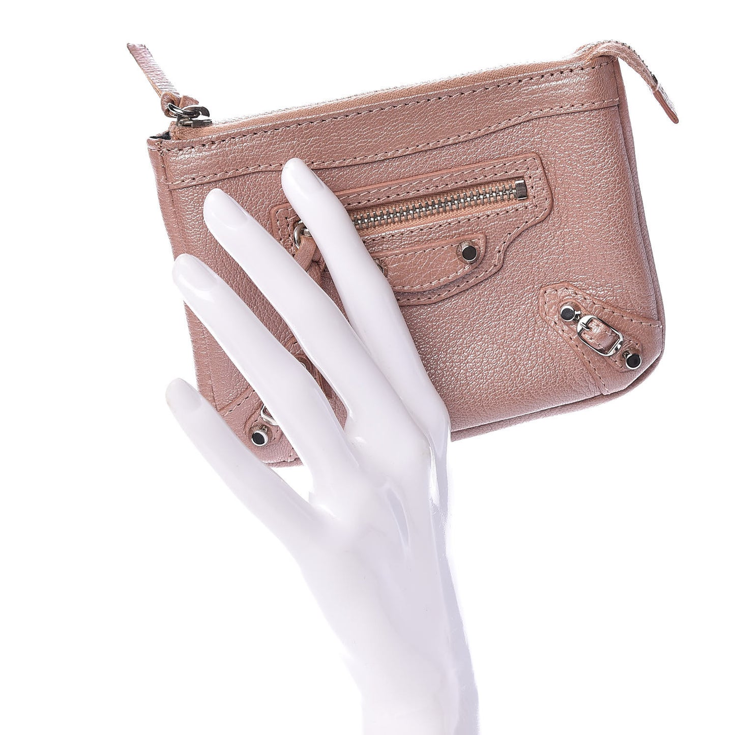 Chevre Classic Silver Hardware M Porte-Monnaie Coin Purse Rose