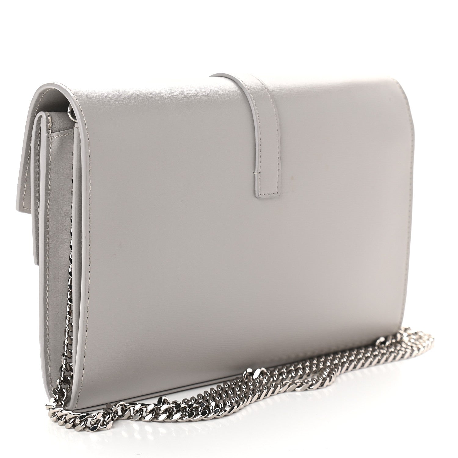 Saint Laurent Smooth Calfskin Sulpice Monogram Chain Wallet Granite 3 of 11
