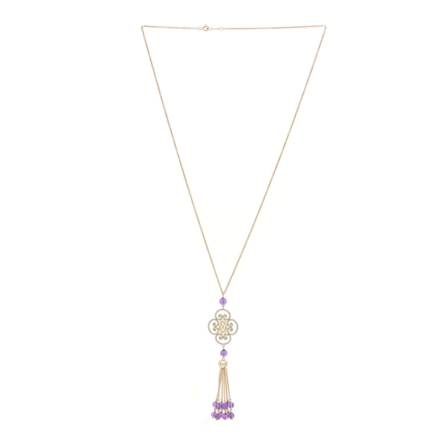 18K Yellow Gold Diamond Amethyst Paloma Picasso Goldoni Tassel Pendant Necklace