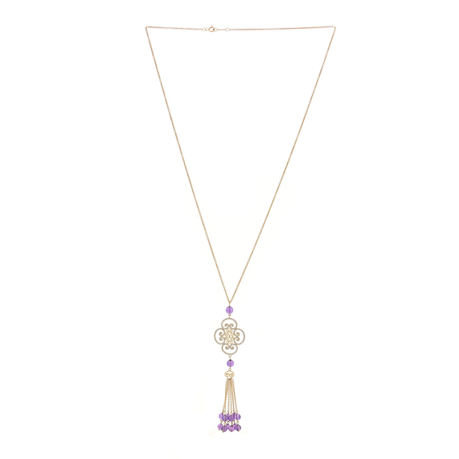 Tiffany 18K Yellow Gold Diamond Amethyst Paloma Picasso Goldoni Tassel Pendant Necklace 3 of 5