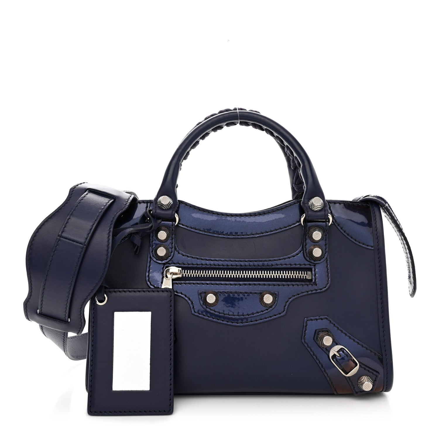 Balenciaga Smooth Calfskin Metallic Patent Giant 12 Silver Hardware Mini City Ultraviolet 1 of 12