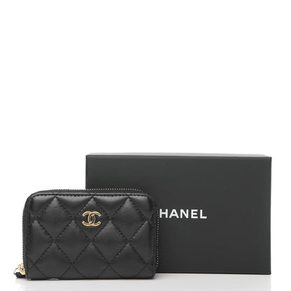 Chanel Lambskin Quilted Zip Card Holder Black 7 of 7