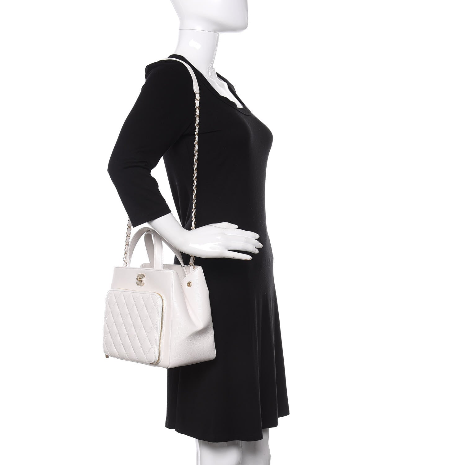 Chanel Caviar Quilted Small Business Affinity Shopping Bag White 2 of 11