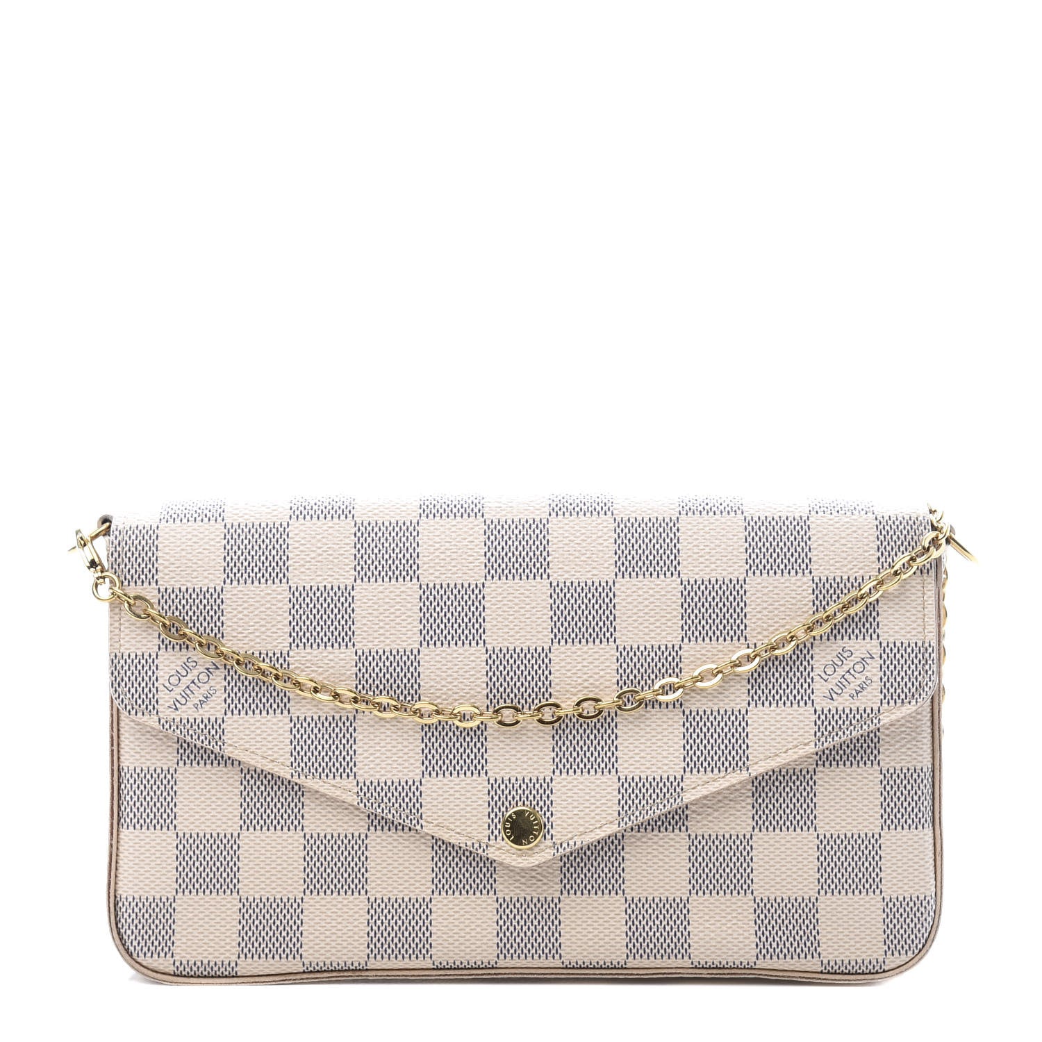 Louis Vuitton Damier Azur Pochette Felicie Chain Wallet Rose Ballerine 1 of 11