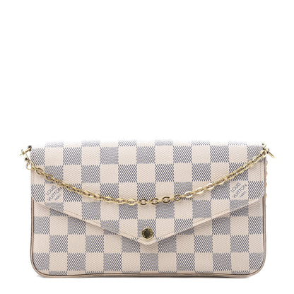 Louis Vuitton Damier Azur Pochette Felicie Chain Wallet Rose Ballerine 1 of 11
