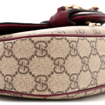 Gucci GG Supreme Monogram Horsebit 1955 Small Soft Top Handle Shoulder Bag Beige Dark Red 9 of 10