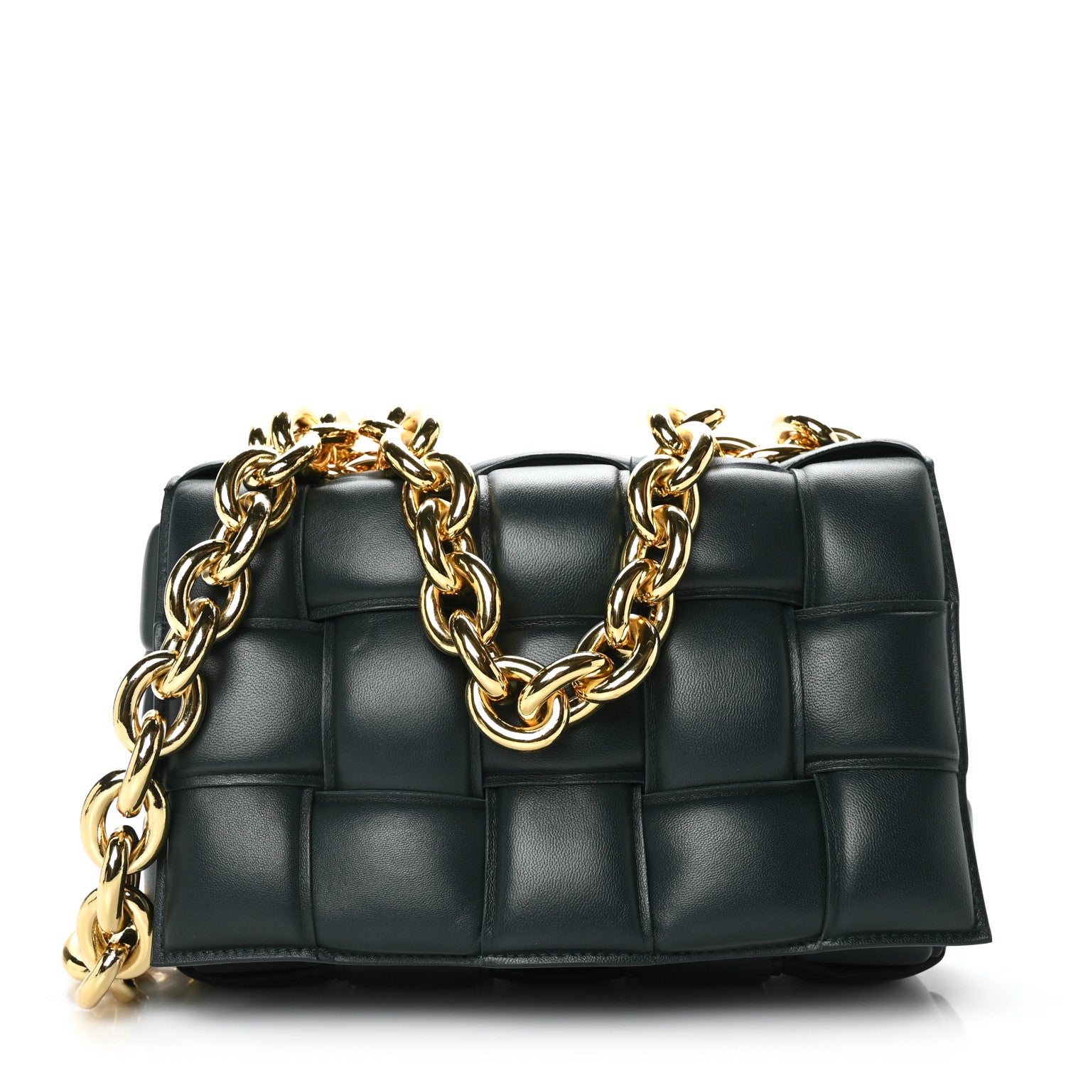 Bottega Veneta Lambskin Maxi Intreccio Padded Chain Cassette Crossbody Bag Raintree 1 of 9