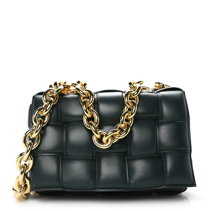 Bottega Veneta Lambskin Maxi Intreccio Padded Chain Cassette Crossbody Bag Raintree 1 of 9