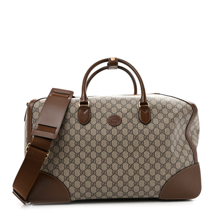 Gucci GG Supreme Monogram Azalea Calfskin Retro Interlocking G Large Duffle Bag Beige Ebony Brown Sugar 1 of 9