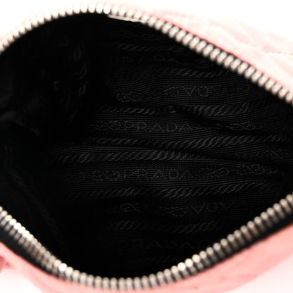 Prada Tessuto Nylon Saffiano Impunturato Quilted Barrel Pochette Pink Black 5 of 9
