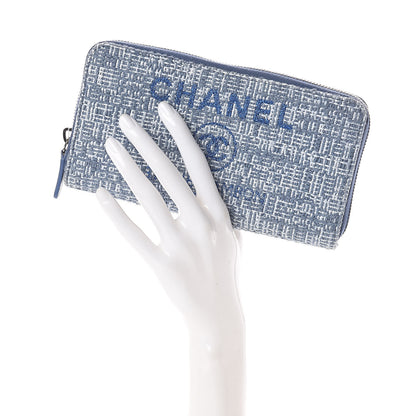 Chanel Canvas Deauville Large Zip Around Wallet Blue 2 of 8