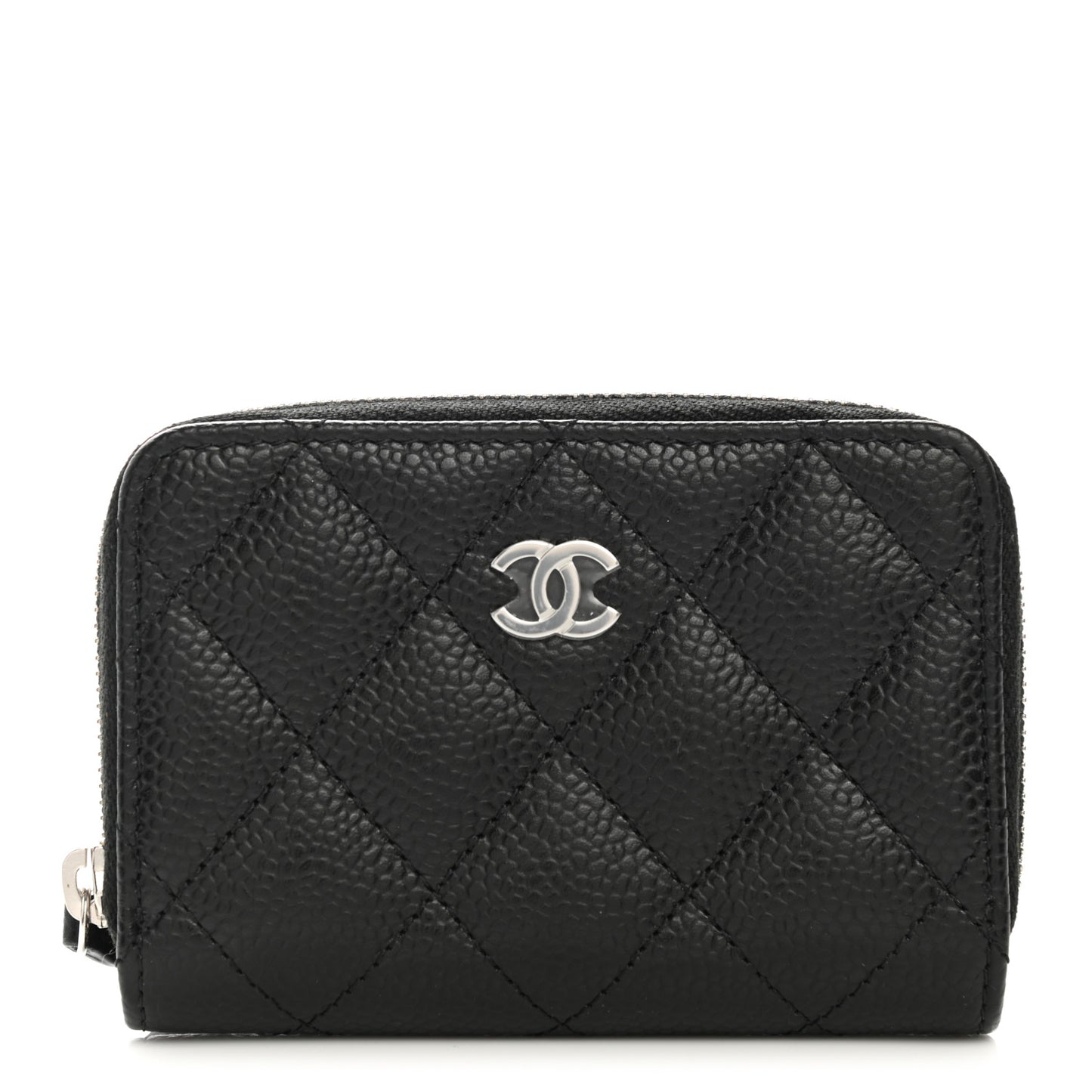 Caviar Quilted Classic Zipped Coin Purse Black