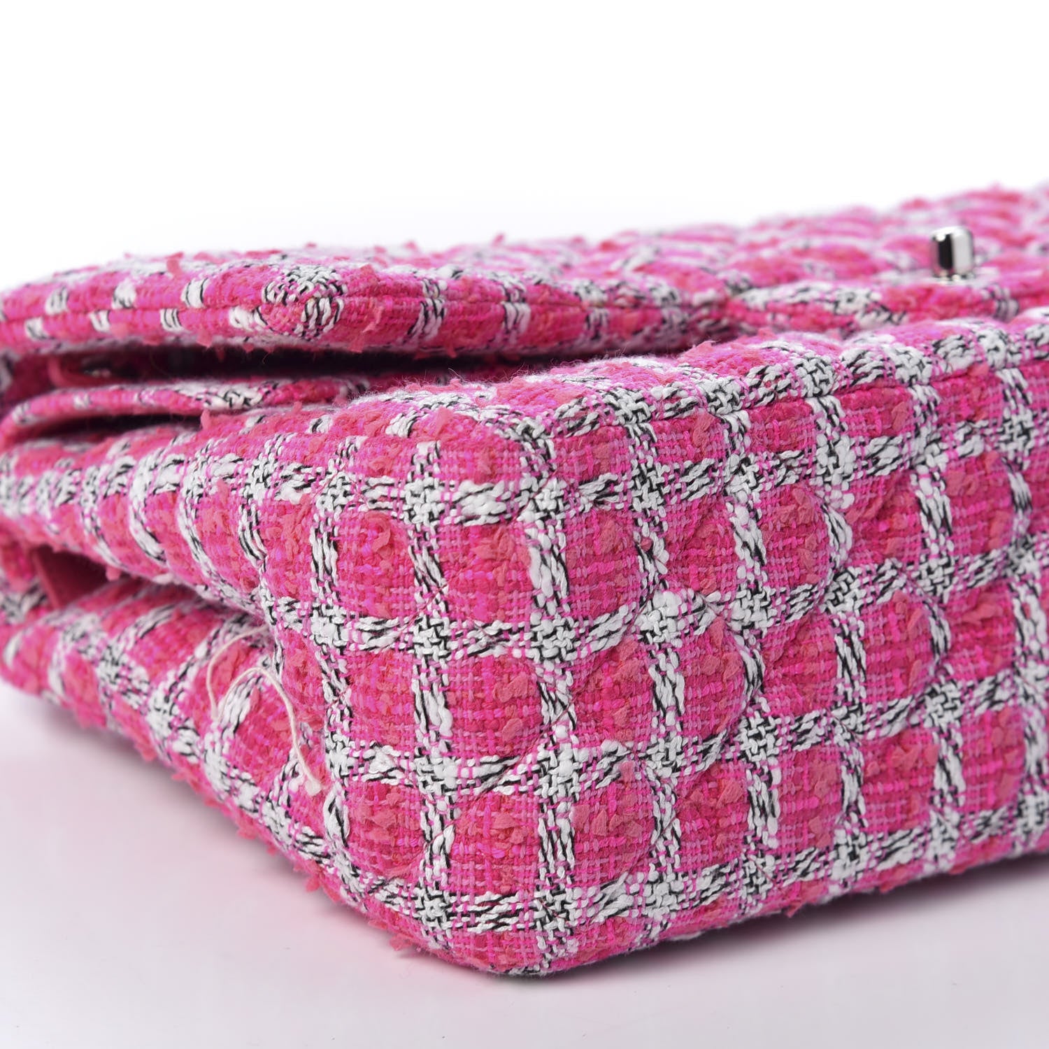 Chanel Tweed Quilted Jumbo Double Flap Hot Pink 5 of 9