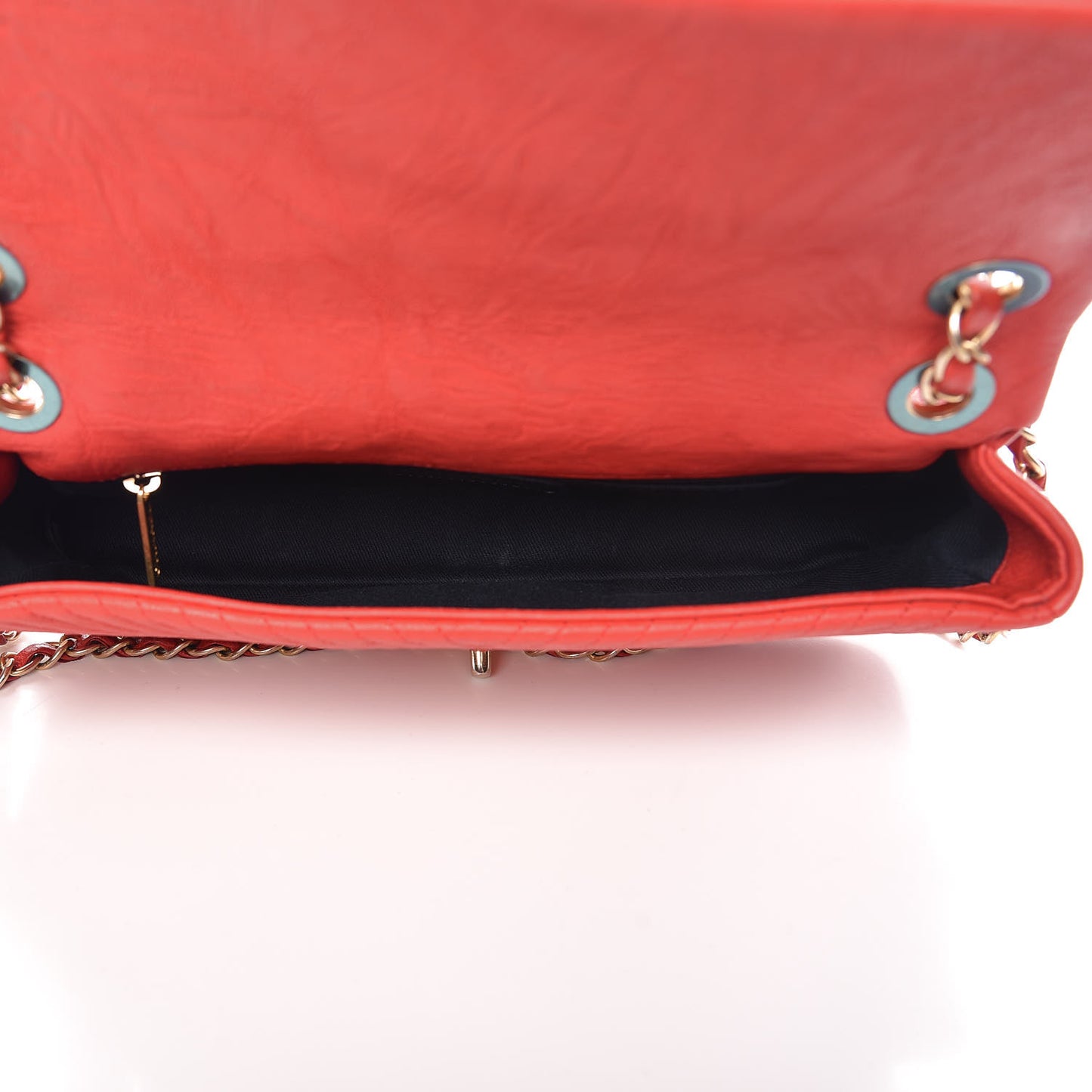 Calfskin Surpique Chevron Medium Flap Red