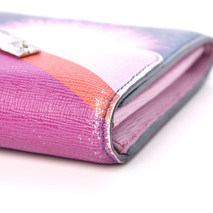 Fendi Vitello Elite Crystal Eye Monster Continental Wallet Cobalt Lavender Pink 10 of 10