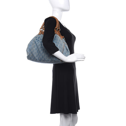 Gucci Denim Monogram Medium Sukey Tote Blue 2 of 17