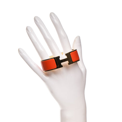 Hermes Enamel Wide Clic Clac H Bracelet GM Orange 2 of 5