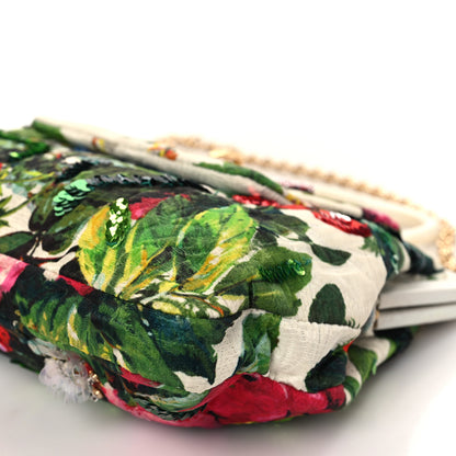 Dolce & Gabbana Fabric Embellished Floral Print Top Handle Chain Satchel Multicolor 7 of 9