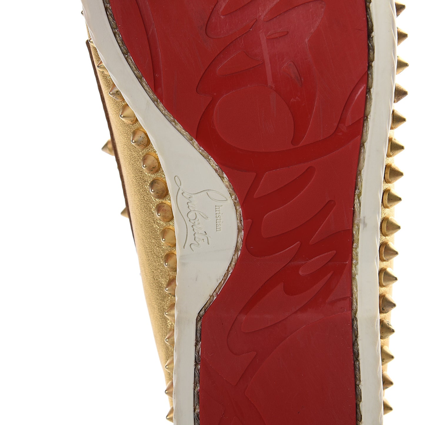 Nappa Laminata Spikes Womens Yacht Flat Loafers 37.5 Gold Satine