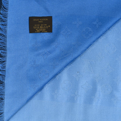 Louis Vuitton Silk Wool Monogram Sunrise Stole Blue 3 of 5