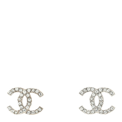 Chanel Crystal CC Earrings Silver 2 of 8