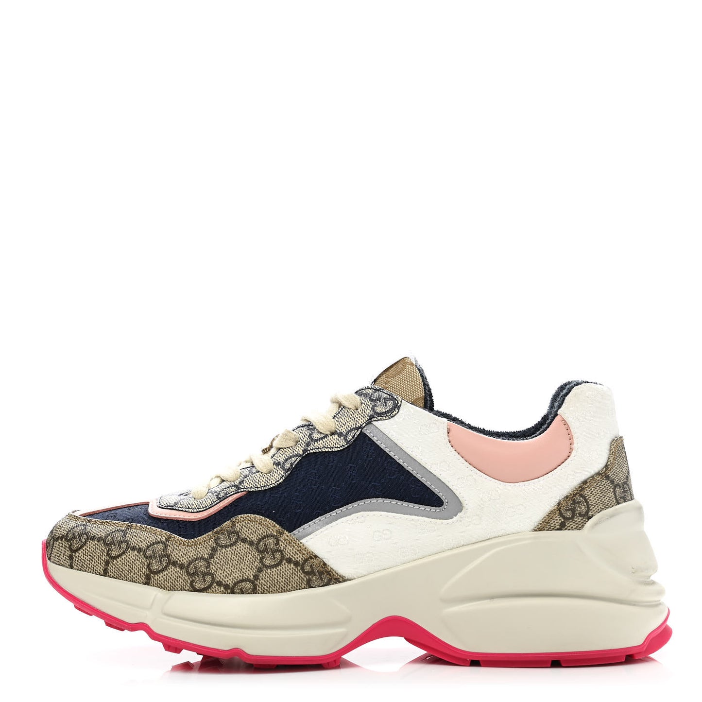 GG Supreme Monogram Mix Monogram Womens Rhyton Sneakers 39.5 London Blue Beige Pale Pink