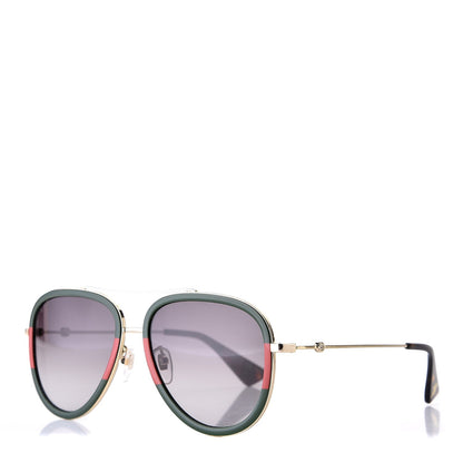 Gucci Web Aviator Sunglasses GG0062S Green Red 1 of 8