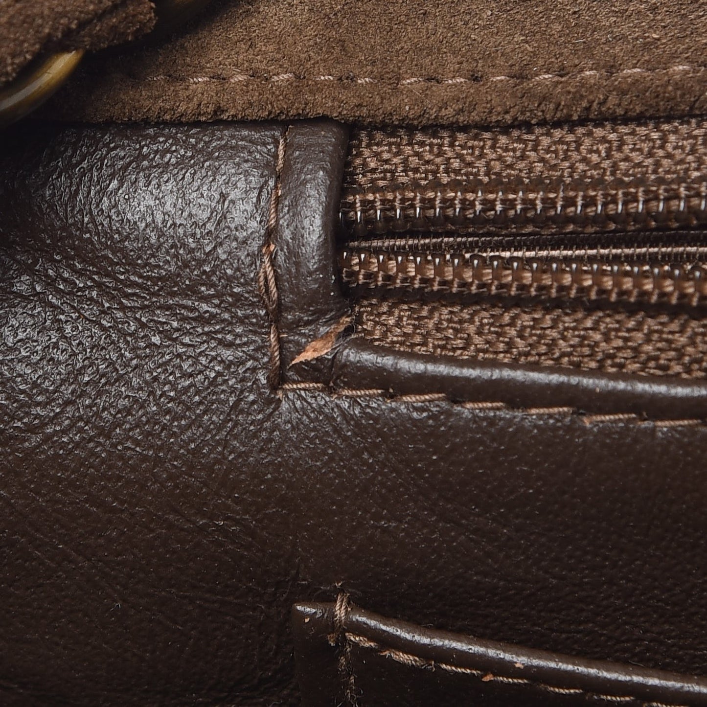 Suede Quilted Jumbo Single Flap Brown