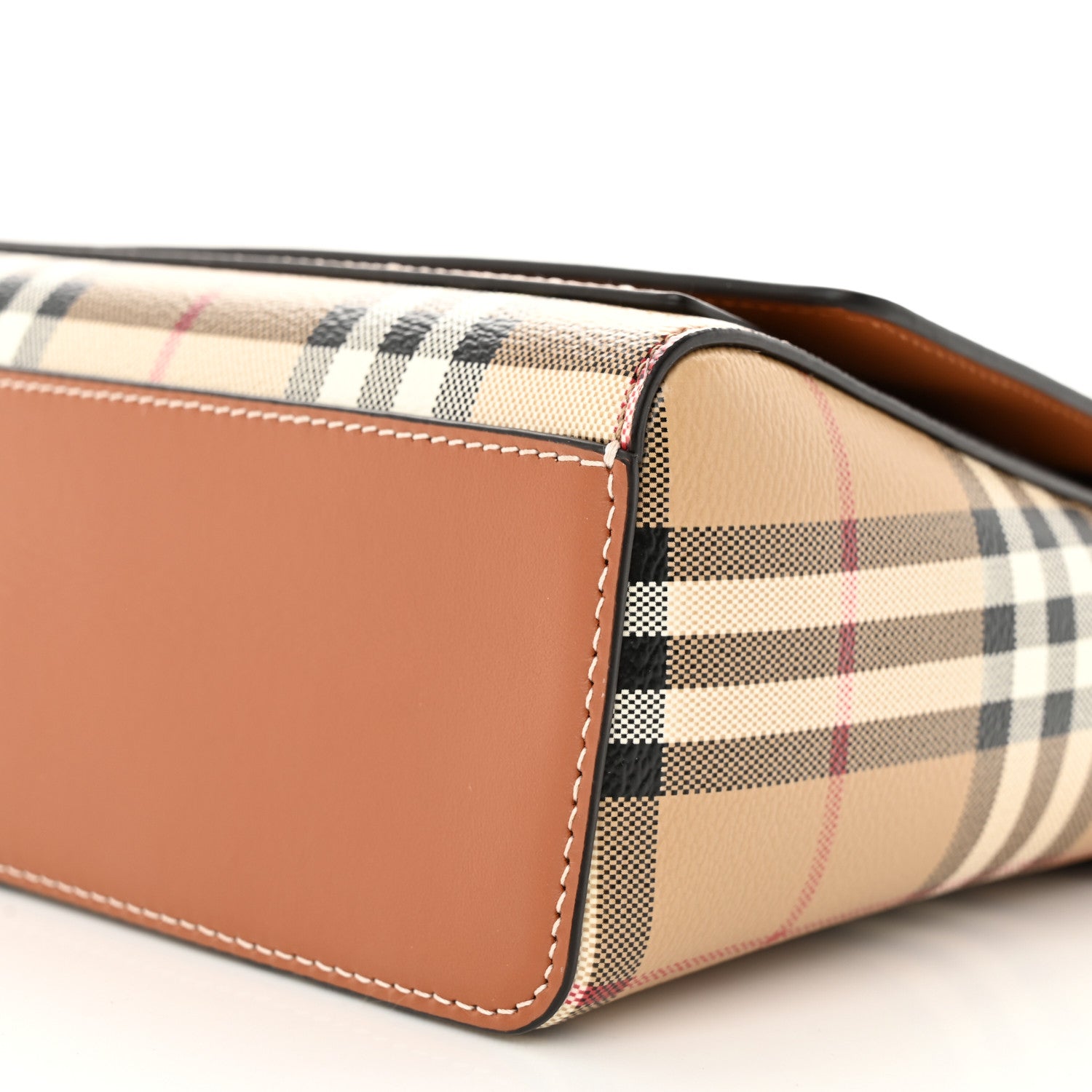 Burberry Coated Canvas Calfskin Vintage Check Medium Note Crossbody Bag Briar Brown 10 of 10