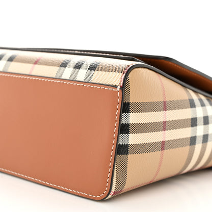 Burberry Coated Canvas Calfskin Vintage Check Medium Note Crossbody Bag Briar Brown 10 of 10