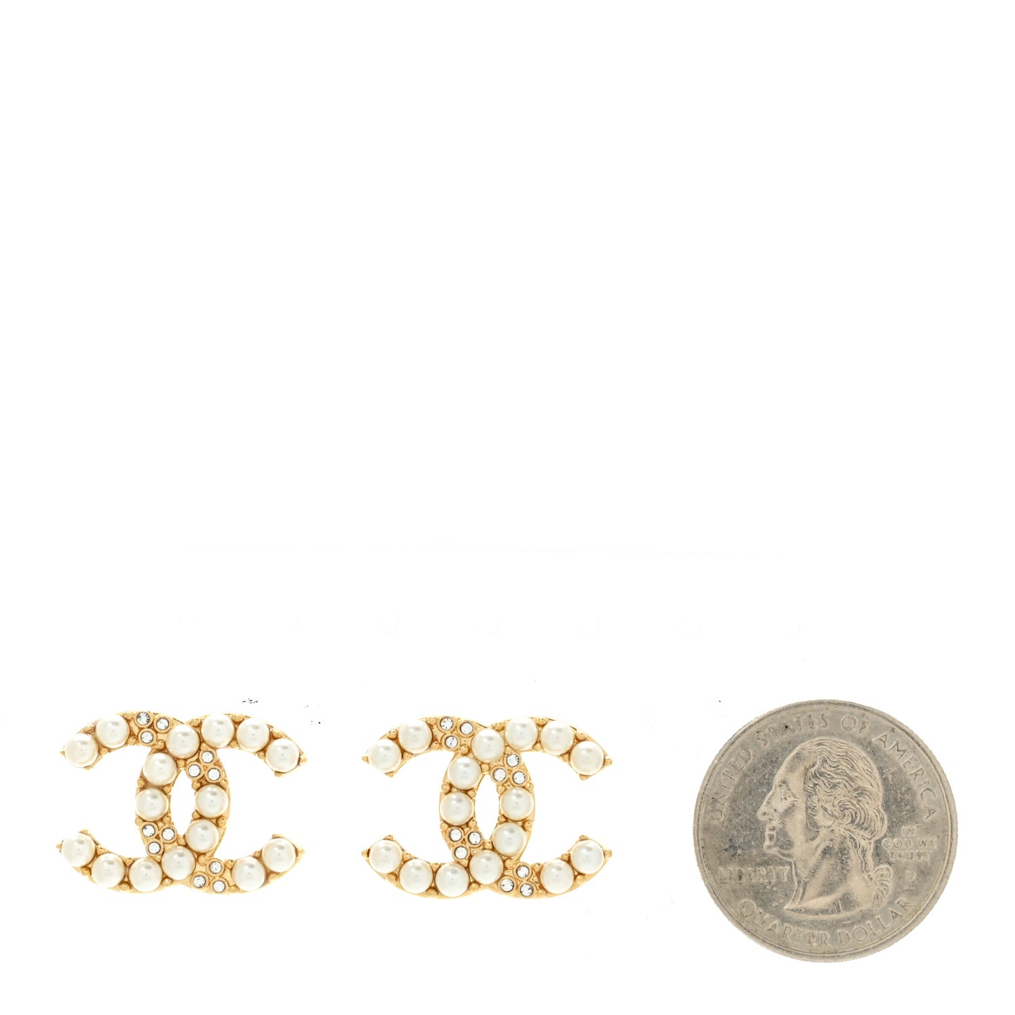 Pearl Crystal CC Earrings Gold