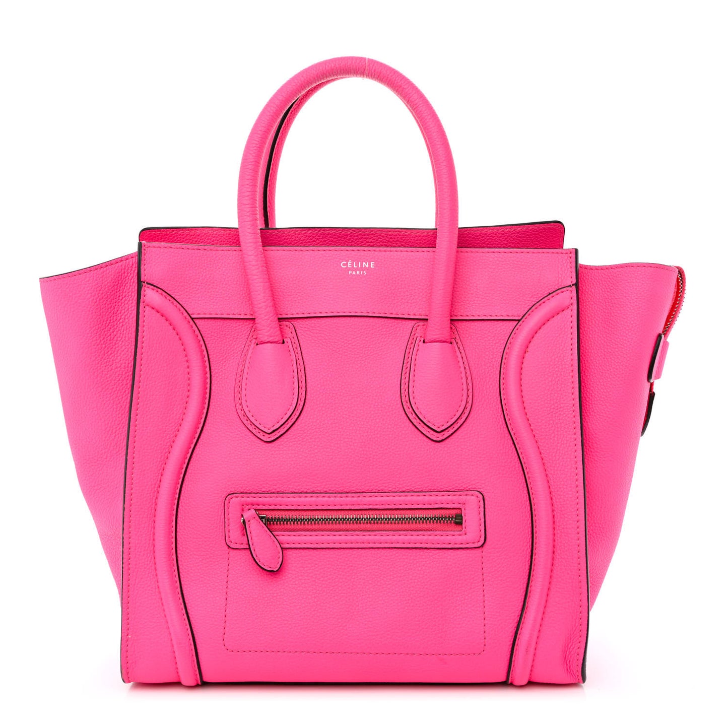 Drummed Calfskin Mini Luggage Fluo Pink