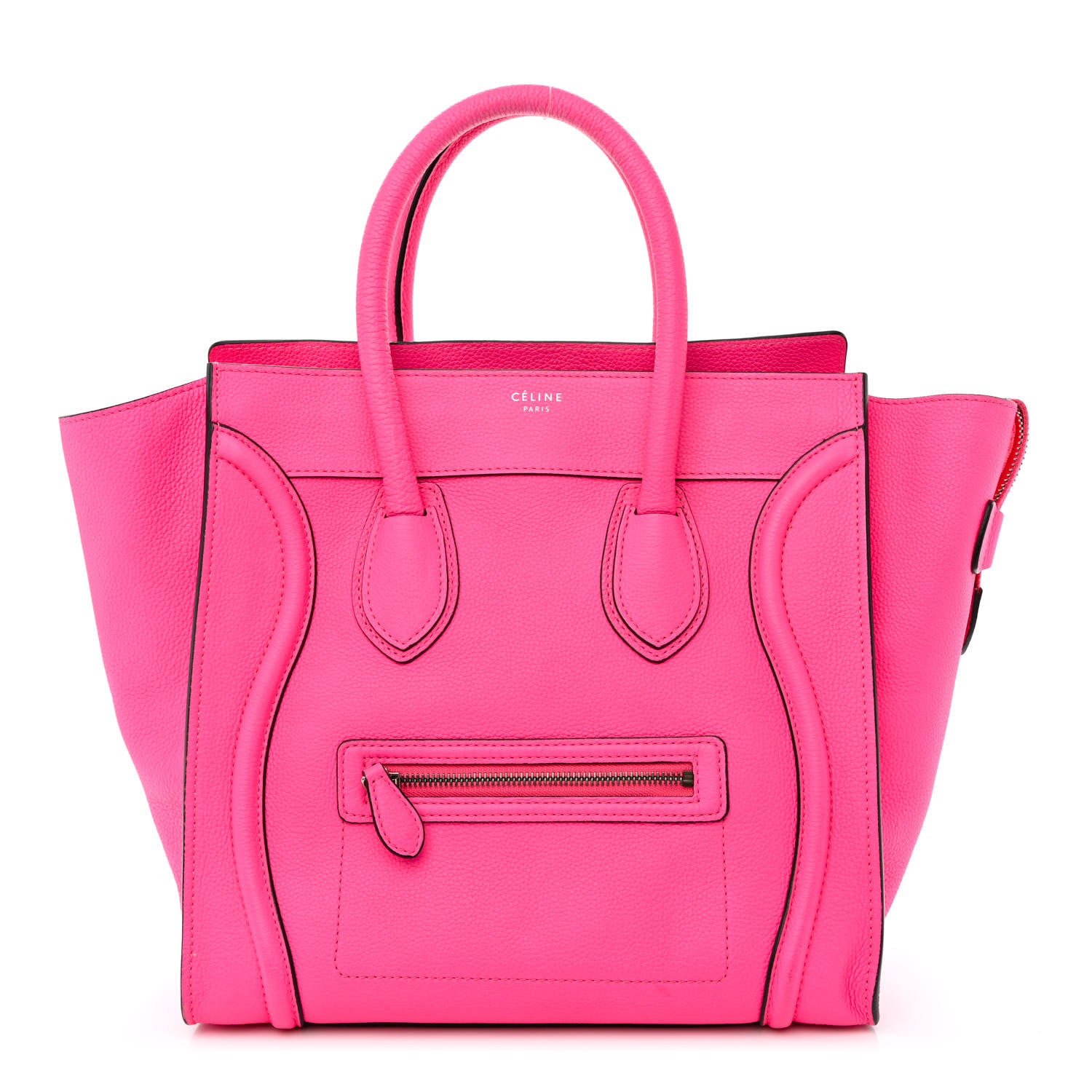 Celine Drummed Calfskin Mini Luggage Fluo Pink 1 of 14