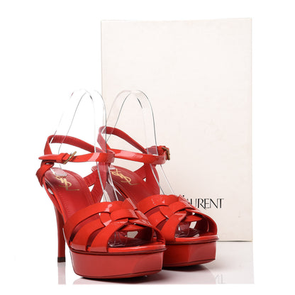 Saint Laurent Vitello Vernice Soft Tribute 75 Platform Sandals 39.5 Lobster 9 of 9