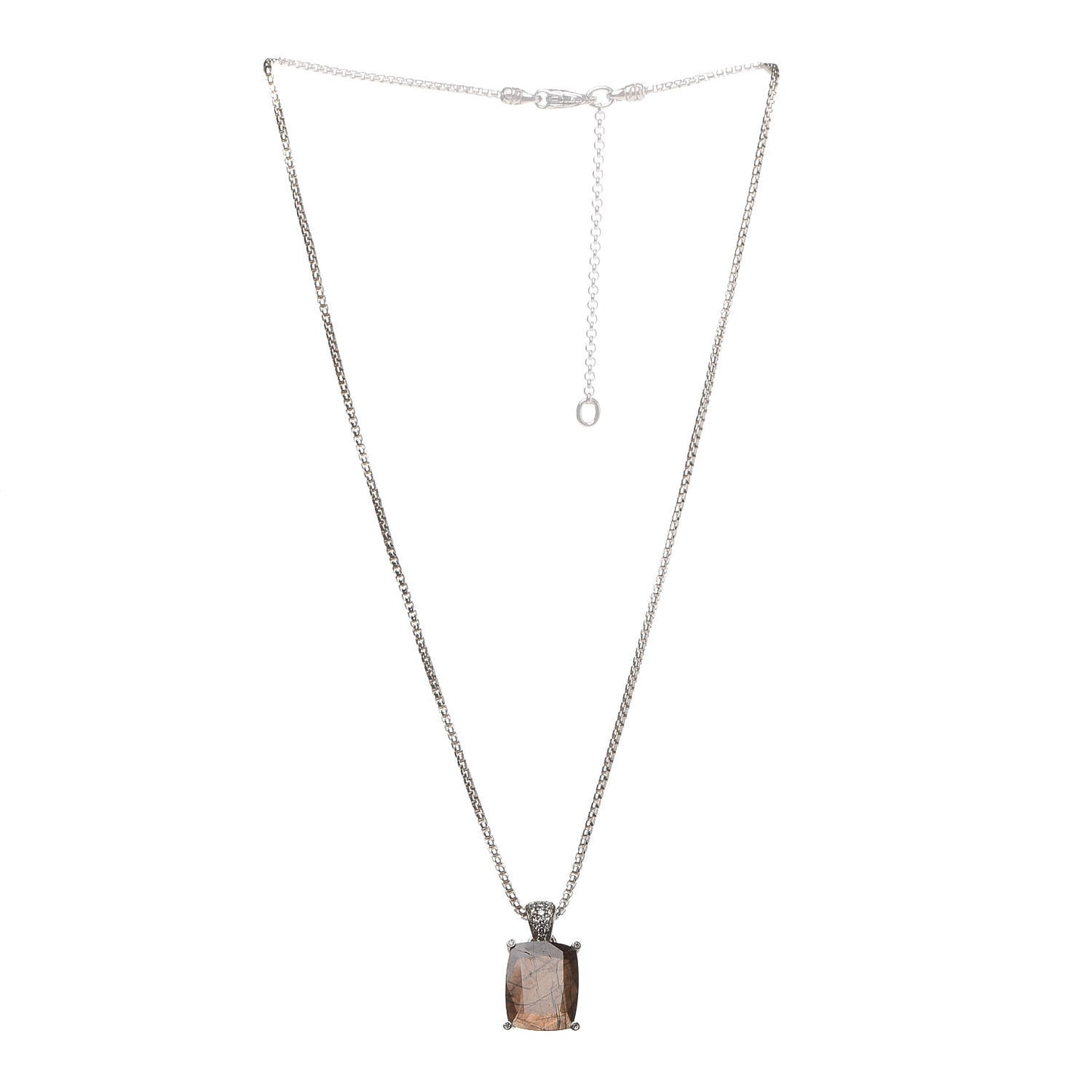 Sterling Silver Diamond Golden Sheen Sapphire Classic Chain Pendant Necklace