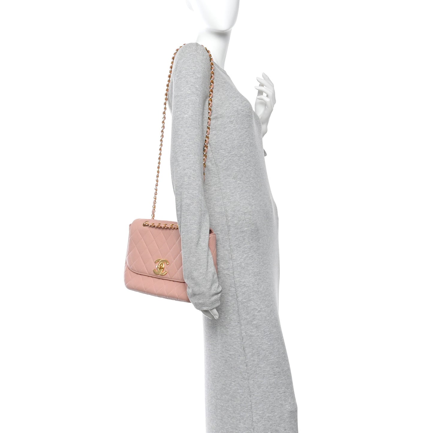 Caviar Quilted XL Jumbo Single Flap Light Pink
