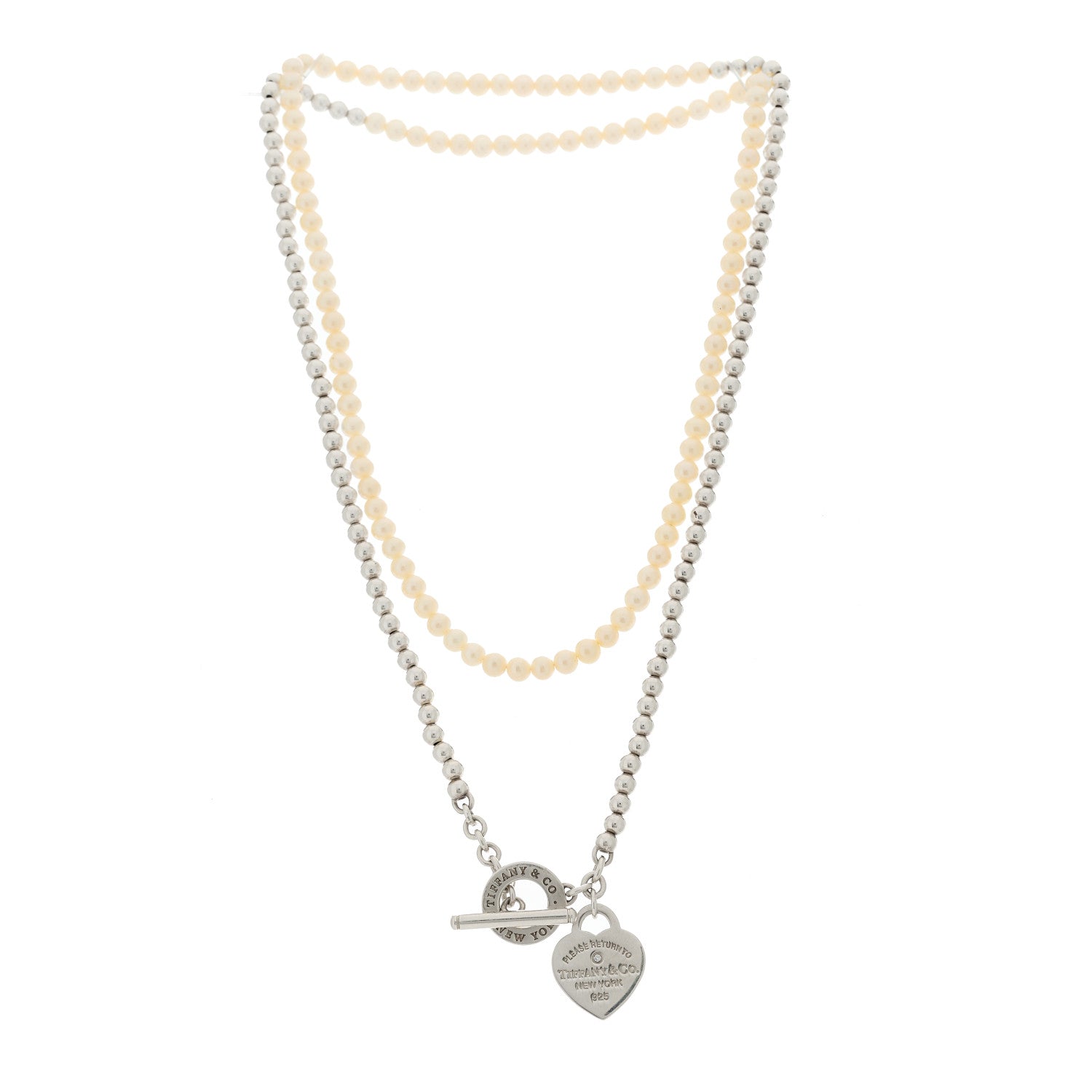 Tiffany Sterling Silver Diamond Cultured Pearl Return to Tiffany Wrap Necklace 3 of 4