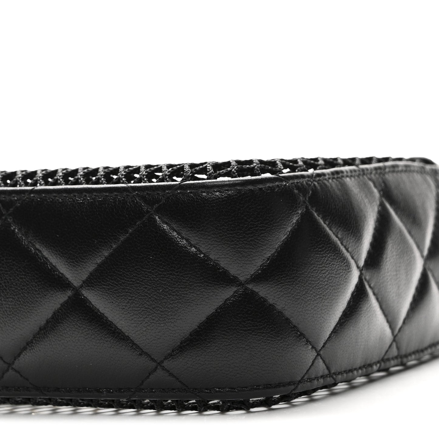 Mesh Shiny Lambskin Clutch With Chain Black