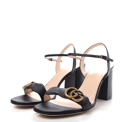 Gucci Lifford Calfskin GG Marmont Ankle Wrap 75mm Sandals 40.5 Black 3 of 11