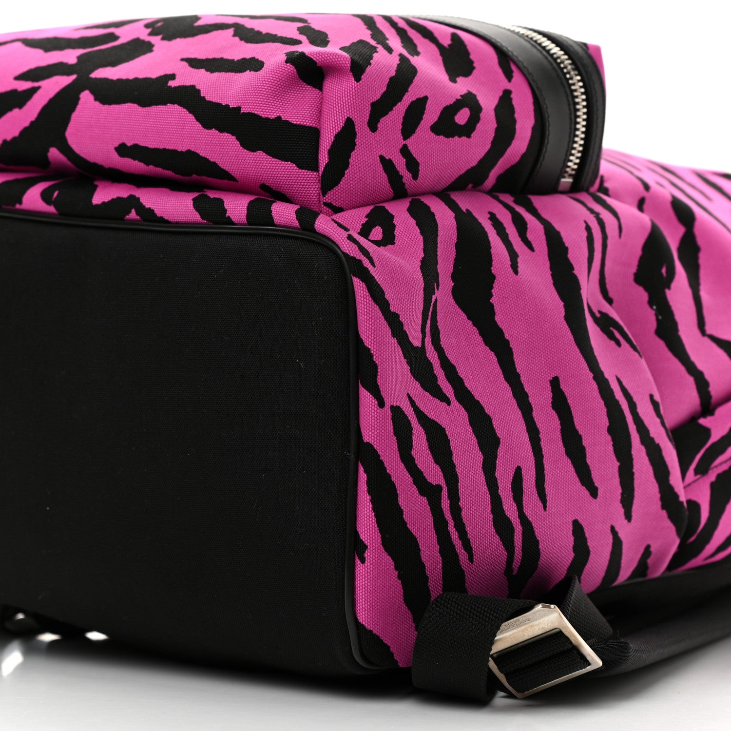 Saint Laurent Canvas Zebra Print City Backpack Pink Black 10 of 10