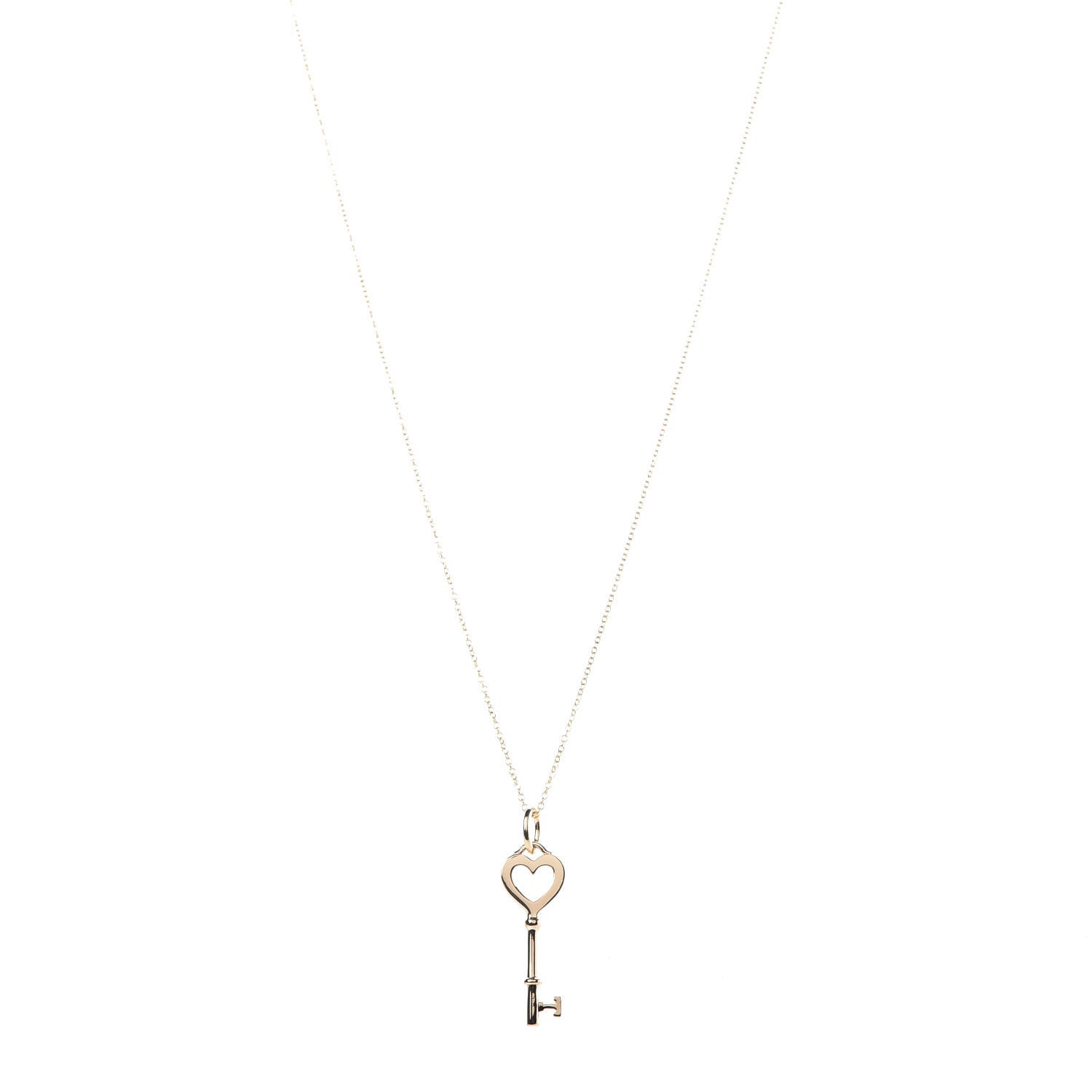 Tiffany 18K Yellow Gold Mini Heart Key Pendant Necklace 1 of 8
