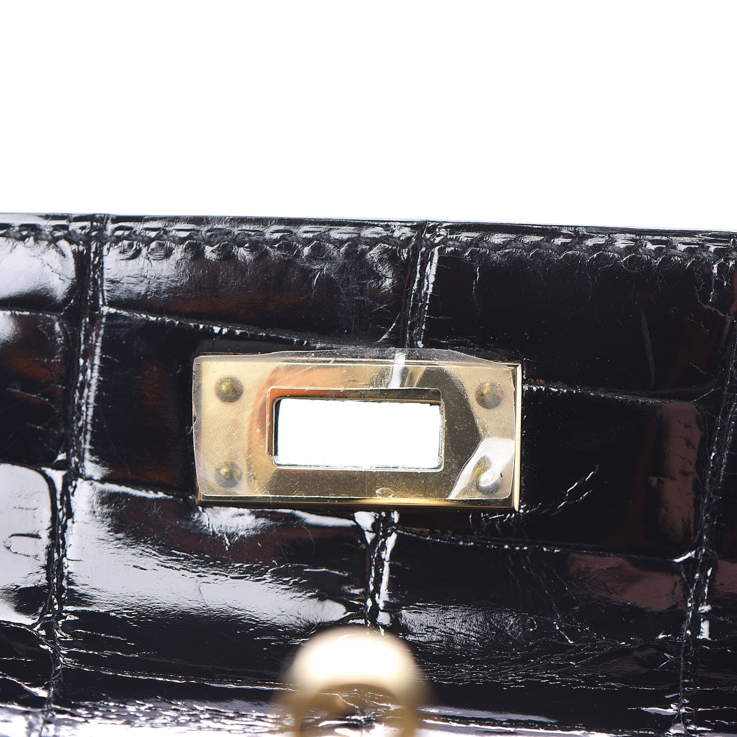 Hermes Shiny Niloticus Crocodile Kelly Cut Pochette Black 8 of 28