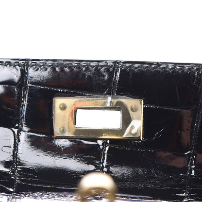 Hermes Shiny Niloticus Crocodile Kelly Cut Pochette Black 8 of 28