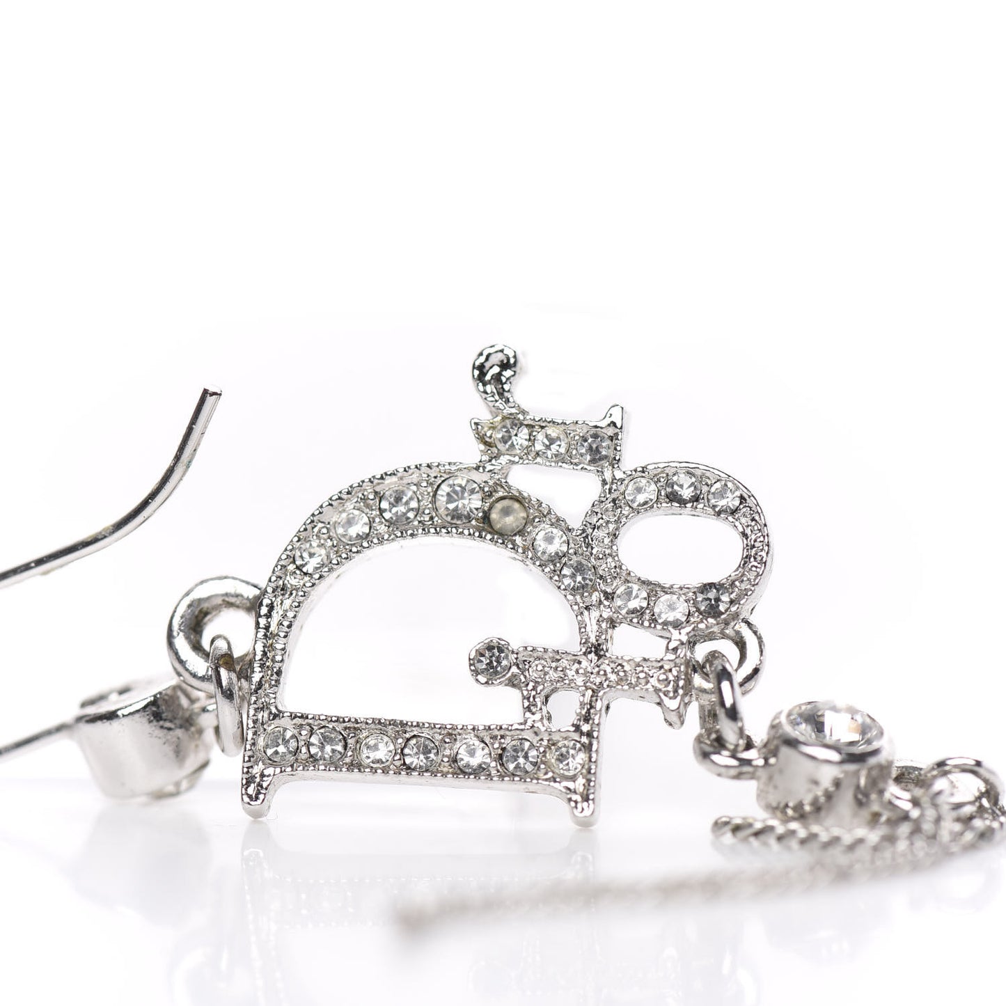 Crystal Signature Drop Earrings Silver