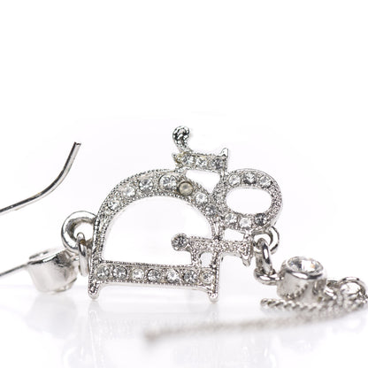 Christian Dior Crystal Signature Drop Earrings Silver 4 of 5