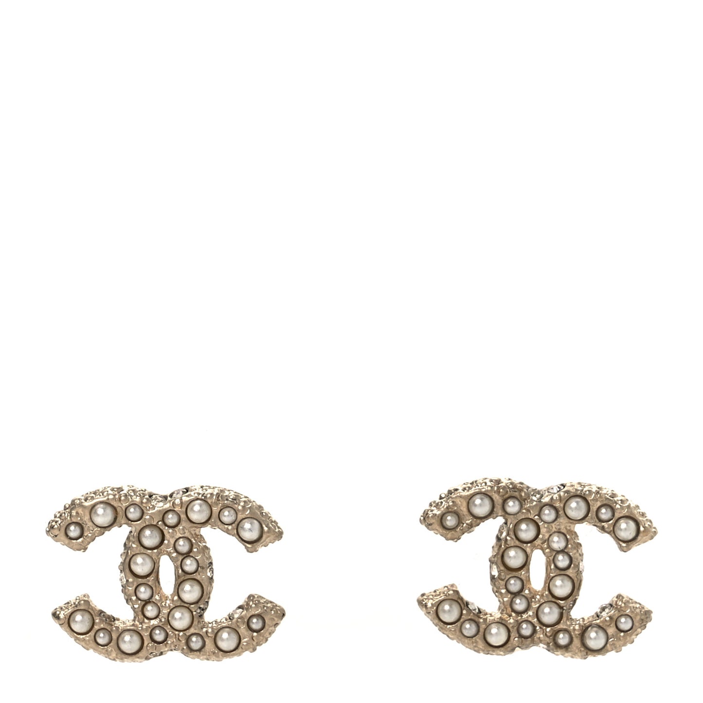 Pearl Crystal CC Earrings Gold
