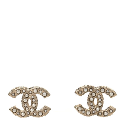 Chanel Pearl Crystal CC Earrings Gold 1 of 5