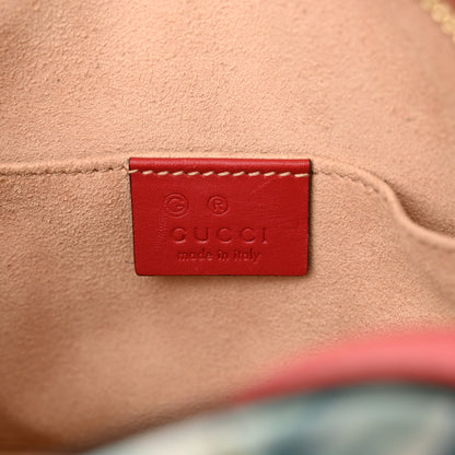 Gucci GG Supreme Monogram Blooms Mini Chain Shoulder Bag Beige Blue Navy Hibiscus Red 6 of 13